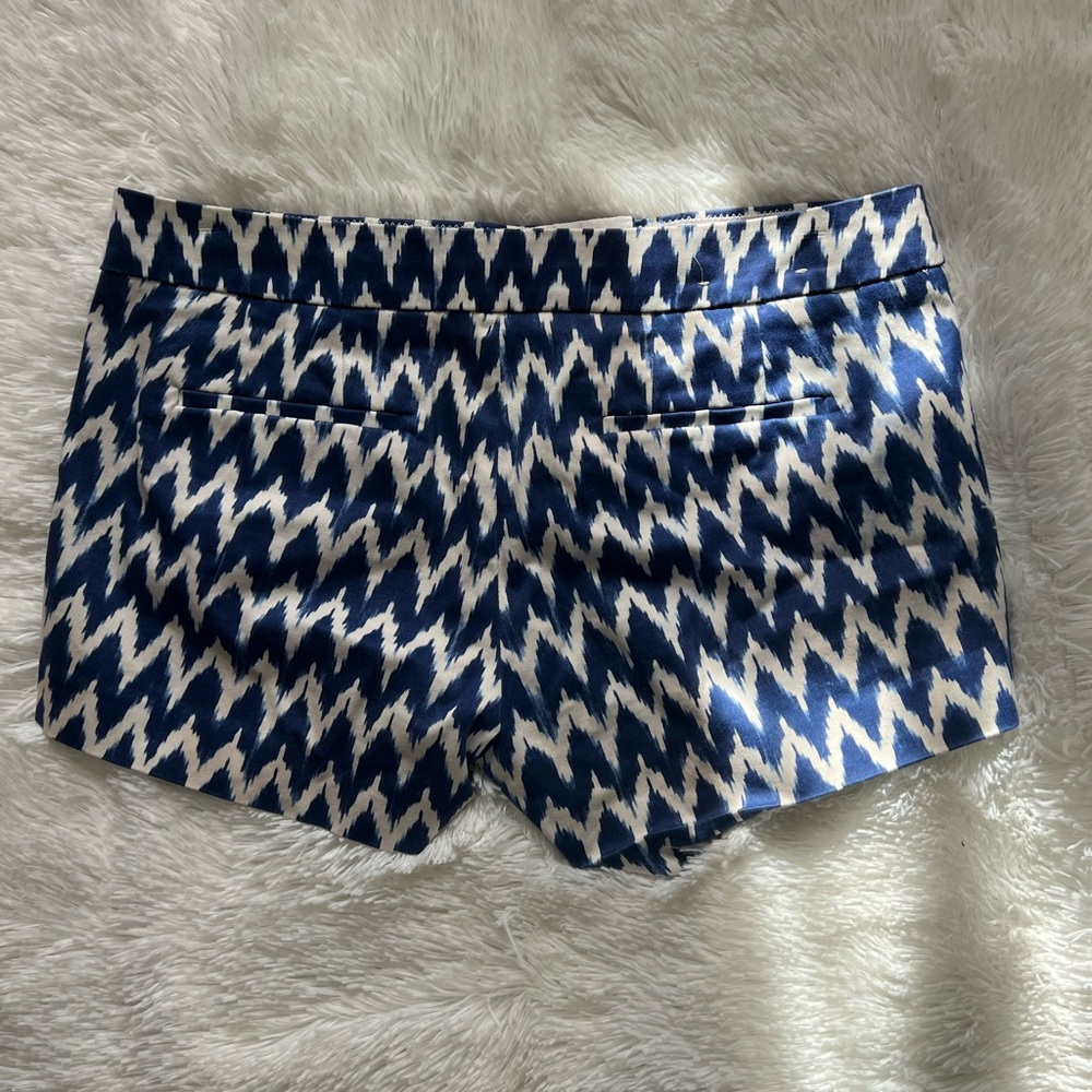 J. Crew High Waist Blue and White Zigzag Shorts - Picture 5 of 5